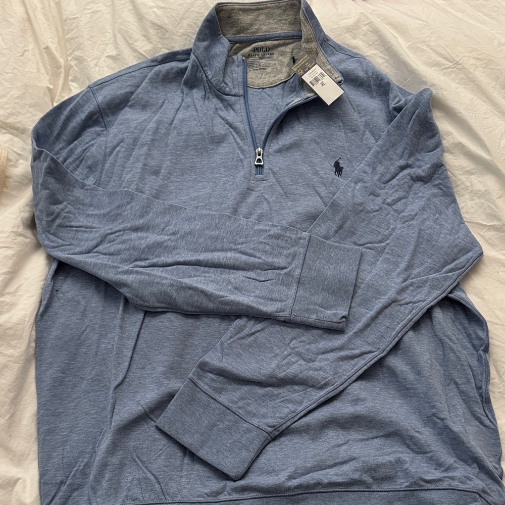 Polo by Ralph Lauren Light Blue Quarter-Zip Sweater